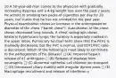 10 A 50-year-old man comes to the physician with gradually increasing dyspnea and a 4-kg weight loss over the past 2 years. He admits to smoking two packs of cigarettes per day for 20 years, but states that he has not smoked for the past year. Physical examination shows an increase in the anteroposterior diameter of the chest ("barrel chest"). Auscultation of the chest shows decreased lung sounds. A chest radiograph shows bilateral hyperlucent lungs; the lucency is especially marked in the upper lobes. Pulmonary function tests show that the FEV1 is markedly decreased, but the FVC is normal, and FEV1/FVC ratio is decreased. Which of the following is most likely to contribute to the pathogenesis of his disease? □ (A) Impaired hepatic release of α1-antitrypsin □ (B) Release of elastase from neutrophils □ (C) Abnormal epithelial cell chloride ion transport □ (D) Decreased ciliary motility with irregular dynein arms □ (E) Macrophage recruitment and release of interferon-γ