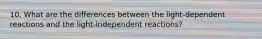 10. What are the differences between the light‐dependent reactions and the light‐independent reactions?