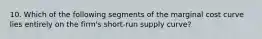 10. Which of the following segments of the marginal cost curve lies entirely on the firm's short-run supply curve?