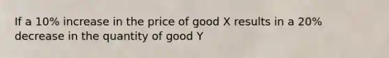 If a 10% increase in the price of good X results in a 20% decrease in the quantity of good Y