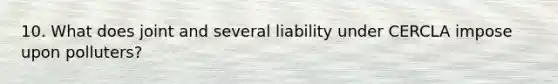 10. What does joint and several liability under CERCLA impose upon polluters?