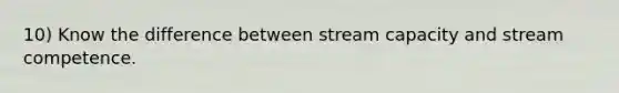 10) Know the difference between stream capacity and stream competence.