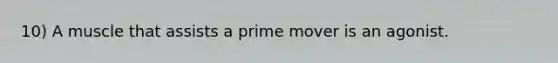 10) A muscle that assists a prime mover is an agonist.