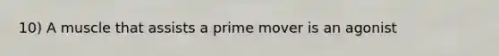 10) A muscle that assists a prime mover is an agonist