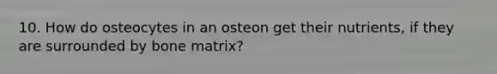 10. How do osteocytes in an osteon get their nutrients, if they are surrounded by bone matrix?