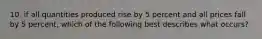 10. if all quantities produced rise by 5 percent and all prices fall by 5 percent, which of the following best describes what occurs?