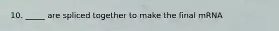 10. _____ are spliced together to make the final mRNA