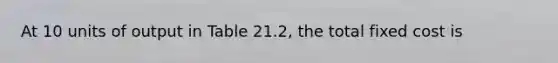 At 10 units of output in Table 21.2, the total fixed cost is