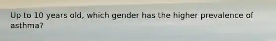 Up to 10 years old, which gender has the higher prevalence of asthma?