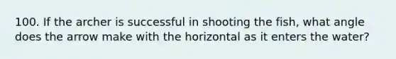 100. If the archer is successful in shooting the fish, what angle does the arrow make with the horizontal as it enters the water?