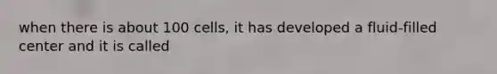 when there is about 100 cells, it has developed a fluid-filled center and it is called