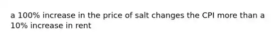 a 100% increase in the price of salt changes the CPI more than a 10% increase in rent