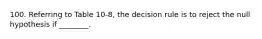 100. Referring to Table 10-8, the decision rule is to reject the null hypothesis if ________.