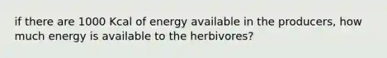 if there are 1000 Kcal of energy available in the producers, how much energy is available to the herbivores?