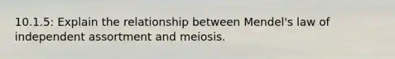 10.1.5: Explain the relationship between Mendel's law of independent assortment and meiosis.