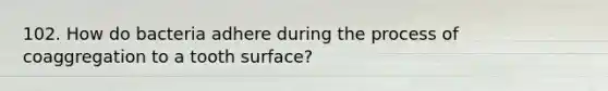 102. How do bacteria adhere during the process of coaggregation to a tooth surface?