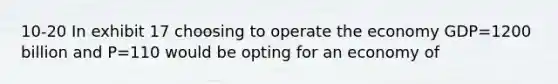 10-20 In exhibit 17 choosing to operate the economy GDP=1200 billion and P=110 would be opting for an economy of