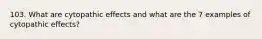 103. What are cytopathic effects and what are the 7 examples of cytopathic effects?