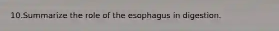 10.Summarize the role of the esophagus in digestion.