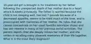 10-year-old girl is brought in for treatment by her father following the unexpected death of her mother due to a heart attack 6-weeks previously. The father is worried because the child is not sleeping well, has lost 7 pounds because of a decreased appetite, seems to be tired much of the time, and is preoccupied with memories of her mother. He notes that she cannot concentrate on her usual favorite television shows and has lost interest in many of her previous social activities. The patient reports that she deeply misses her mother, and she smiles in recalling many pleasant memories of their life together. What is is the most likely diagnosis?