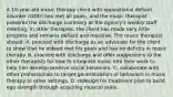 A 10-year-old music therapy client with oppositional defiant disorder (ODD) has met all goals, and the music therapist presents the discharge summary at the agency's weekly staff meeting. In other therapies, the client has made very little progress and remains defiant and resistive. The music therapist should: A. proceed with discharge as an advocate for the client to show that he indeed met his goals and has no deficits in music therapy. B. proceed with discharge and offer suggestions to the other therapists for how to integrate music into their work to help him develop positive social behaviors. C. collaborate with other professionals to target generalization of behaviors in music therapy to other settings. D. redesign his treatment plan to build ego strength through acquiring musical skills.