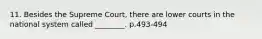 11. Besides the Supreme Court, there are lower courts in the national system called ________. p.493-494