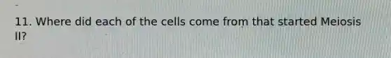 11. Where did each of the cells come from that started Meiosis II?