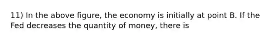 11) In the above figure, the economy is initially at point B. If the Fed decreases the quantity of money, there is