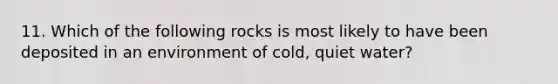 11. Which of the following rocks is most likely to have been deposited in an environment of cold, quiet water?