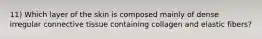 11) Which layer of the skin is composed mainly of dense irregular connective tissue containing collagen and elastic fibers?