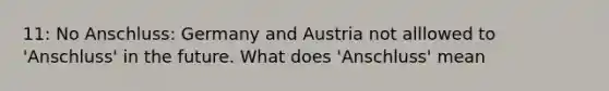 11: No Anschluss: Germany and Austria not alllowed to 'Anschluss' in the future. What does 'Anschluss' mean