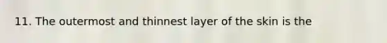 11. The outermost and thinnest layer of the skin is the