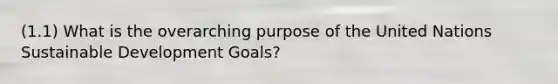 (1.1) What is the overarching purpose of the United Nations Sustainable Development Goals?