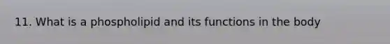 11. What is a phospholipid and its functions in the body