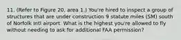 11. (Refer to Figure 20, area 1.) You're hired to inspect a group of structures that are under construction 9 statute miles (SM) south of Norfolk Intl airport. What is the highest you're allowed to fly without needing to ask for additional FAA permission?