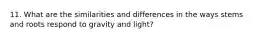 11. What are the similarities and differences in the ways stems and roots respond to gravity and light?