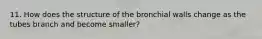 11. How does the structure of the bronchial walls change as the tubes branch and become smaller?