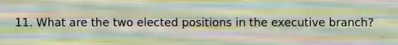 11. What are the two elected positions in <a href='https://www.questionai.com/knowledge/kBllUhZHhd-the-executive-branch' class='anchor-knowledge'>the executive branch</a>?