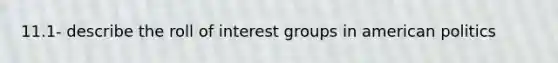 11.1- describe the roll of interest groups in american politics