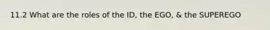 11.2 What are the roles of the ID, the EGO, & the SUPEREGO