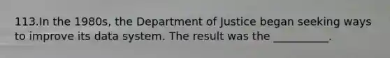 113.In the 1980s, the Department of Justice began seeking ways to improve its data system. The result was the __________.