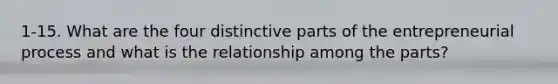 1-15. What are the four distinctive parts of the entrepreneurial process and what is the relationship among the parts?