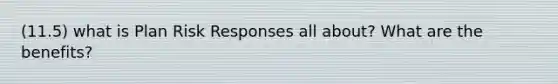 (11.5) what is Plan Risk Responses all about? What are the benefits?