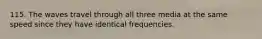 115. The waves travel through all three media at the same speed since they have identical frequencies.
