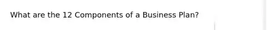 What are the 12 Components of a Business Plan?