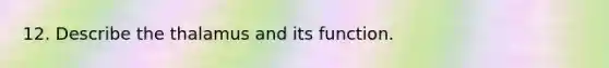 12. Describe the thalamus and its function.