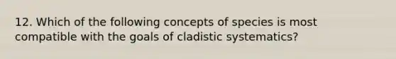 12. Which of the following concepts of species is most compatible with the goals of cladistic systematics?