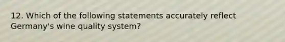 12. Which of the following statements accurately reflect Germany's wine quality system?