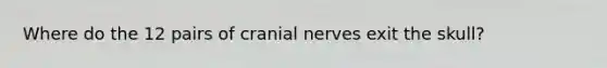 Where do the 12 pairs of cranial nerves exit the skull?