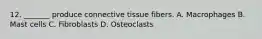 12. _______ produce connective tissue fibers. A. Macrophages B. Mast cells C. Fibroblasts D. Osteoclasts